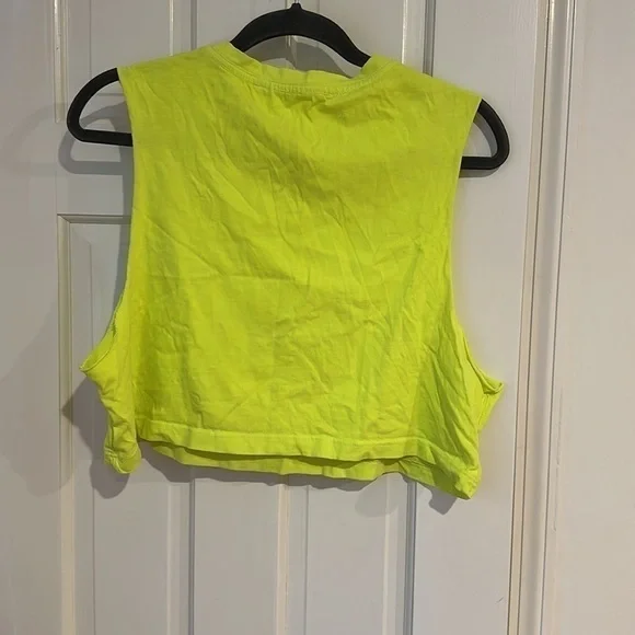 NWOT EMMA & SAM NEON YELLOW CROP TOP SIZE LARGE - Picture 3 of 3